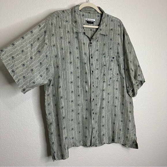 Firethorn 100% Silk Chinese Dragon Printed Button Down Men’s Shirt - Picture 2 of 13